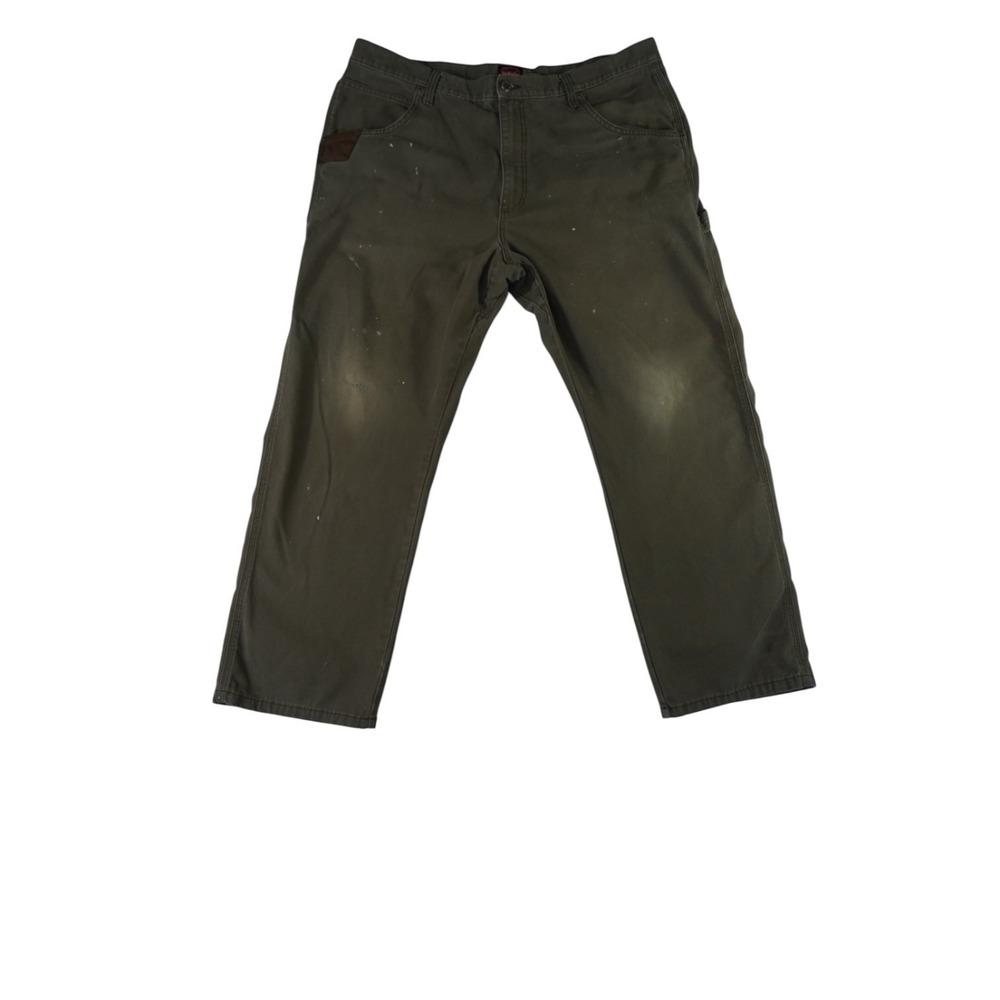 Wrangler Workwear Carpenter Pants Men's 40 X 30 Olive Green Canvas Utility